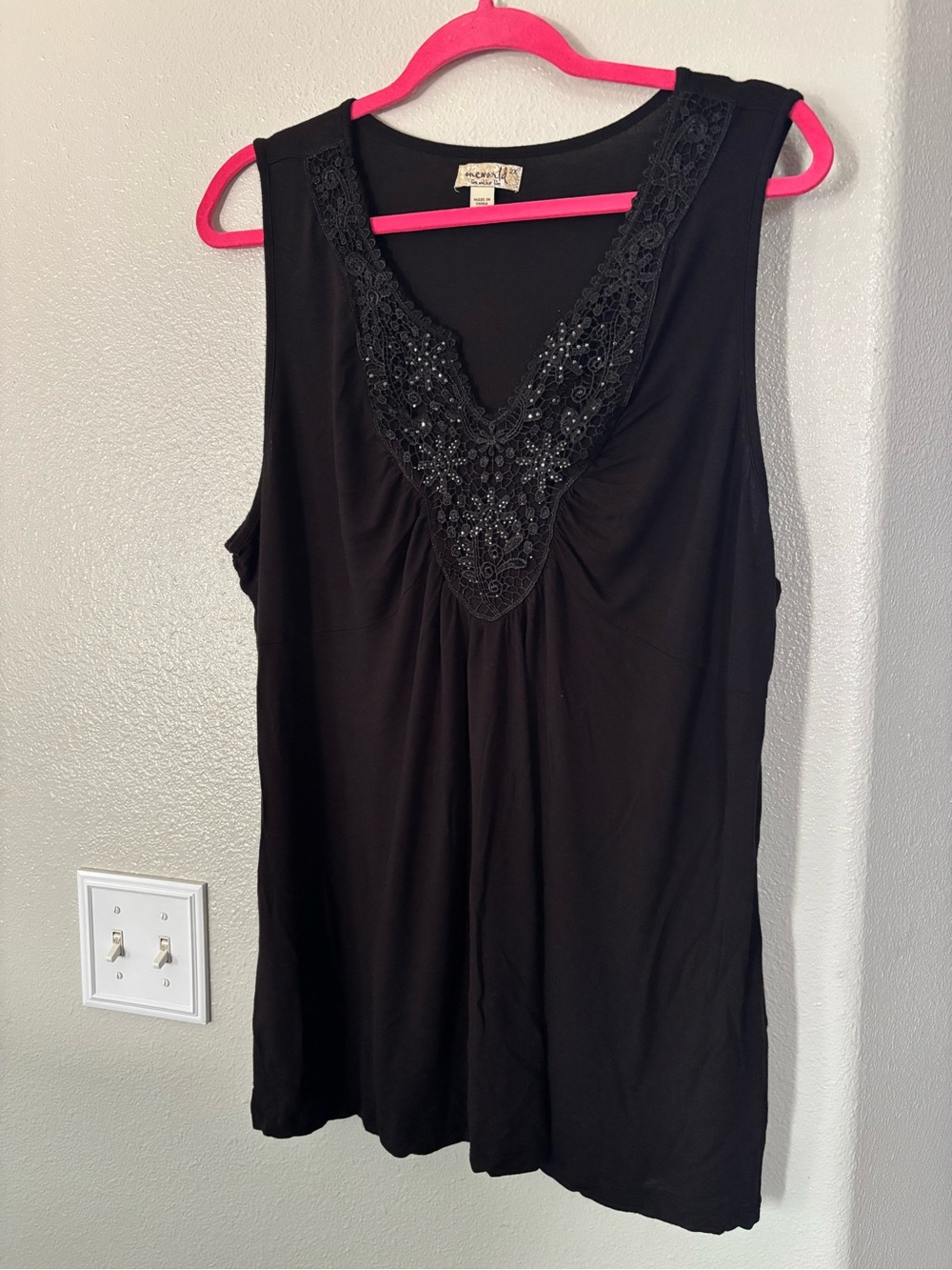 One World Live and Let Live Black Sleeveless Blouse 2X